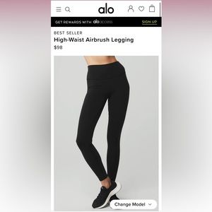 Alo High-Waist Airbrush Legging black, size small